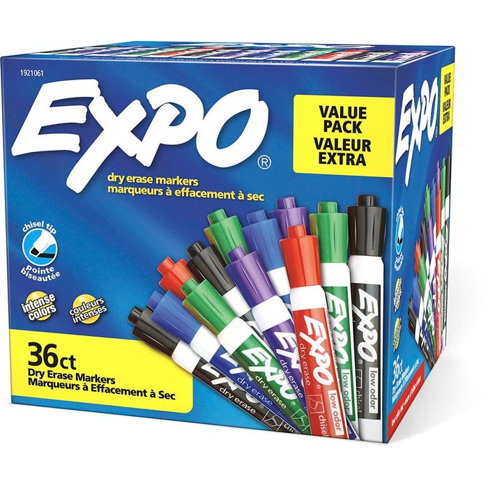 Expo Whiteboard Markers Chisel Assorted 36 Pack