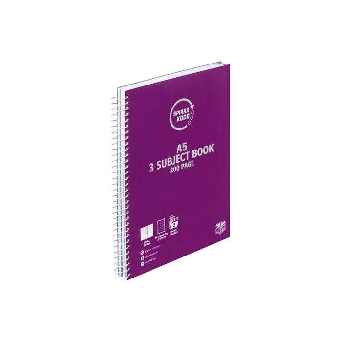 Spirax Kode 961 A5 3-Subject Book (Assorted Colours)