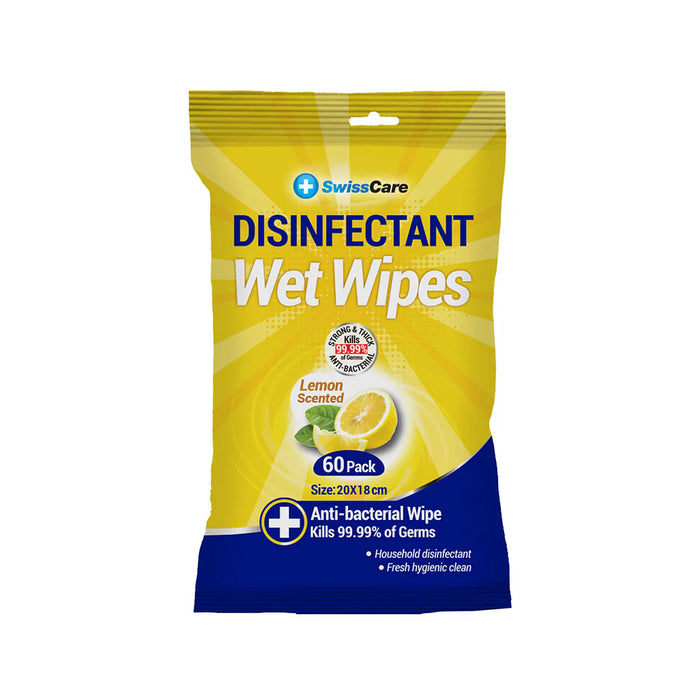 SwissCare Antibacterial Disinfectant Wet Wipes (60 pk)