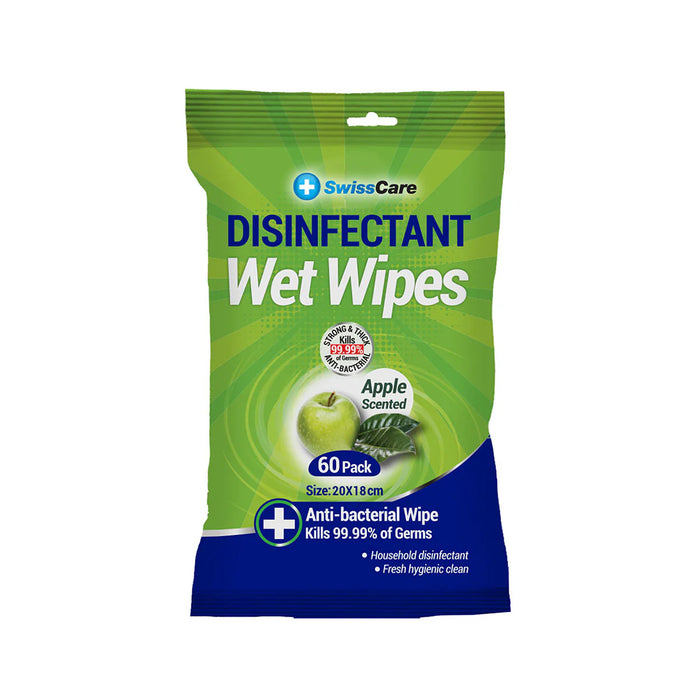 SwissCare Antibacterial Disinfectant Wet Wipes (60 pk)