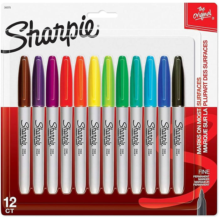 Sharpie Fine Permanent Markers Assorted 12 Pack