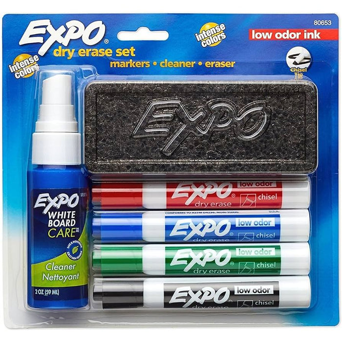 Expo Low Odor Whiteboard Marker Starter Set Chisel Tip