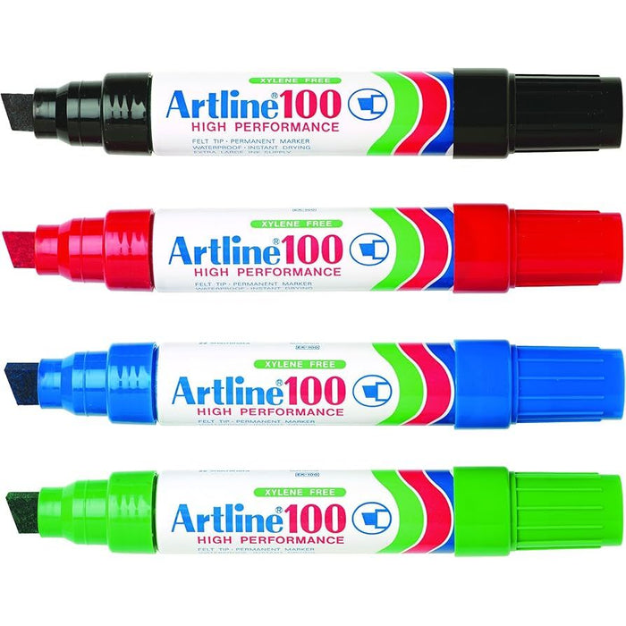 Artline 100 Chisel Tip Permanent Marker Assorted 6 Pack