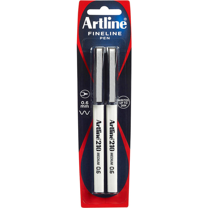 Artline 210 Fineliner 0.6mm Black 2 Pack