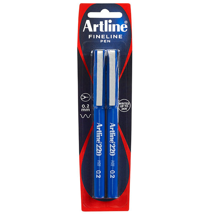 Artline 200 Fineliner 0.4mm Blue 2 Pack