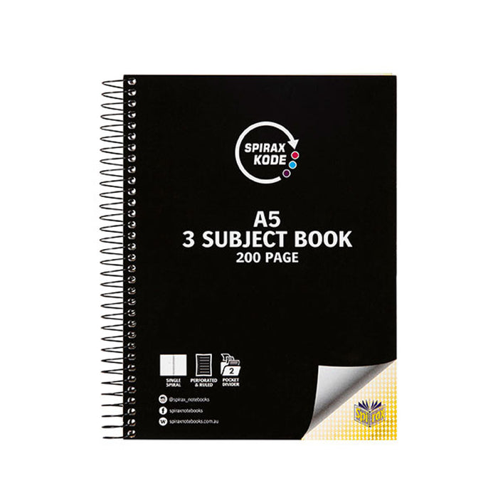 Spirax Kode 961 A5 3-Subject Book (Assorted Colours)