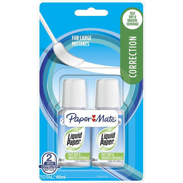 Liquid Paper Correction Bottle 20mL 2 Pack