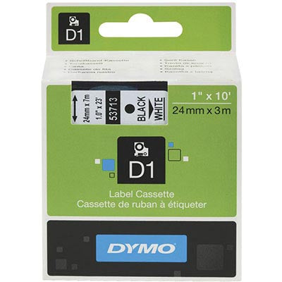 DYMO D1 Labelling Tape - Black on White (24mm x 7m)