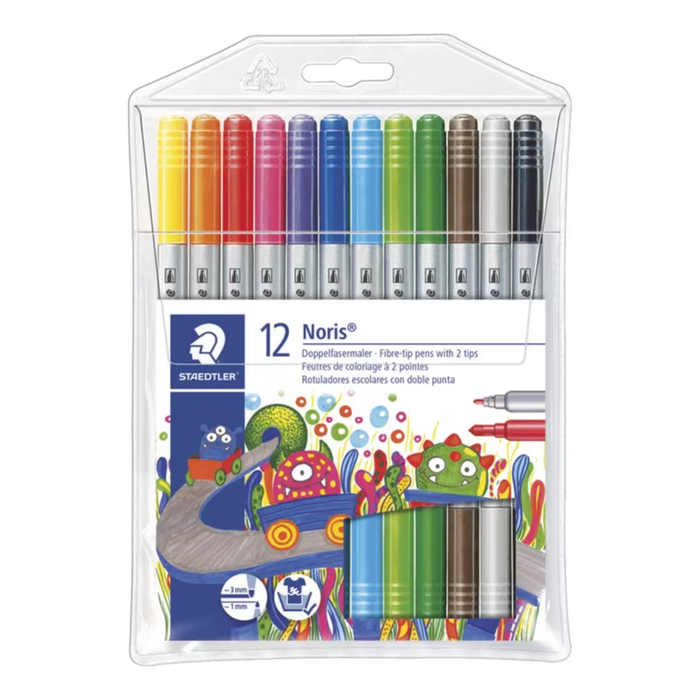 Staedtler Noris Twin Fibre Tip Pen Assorted 12 Pack