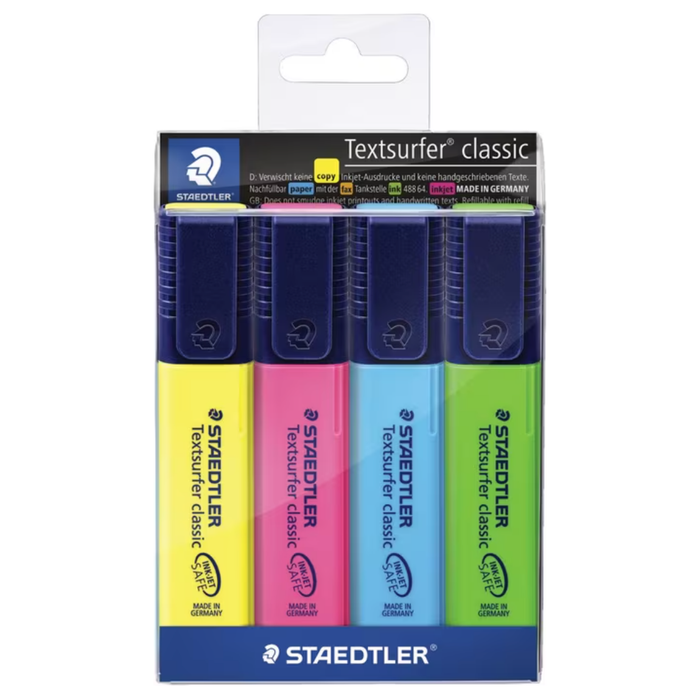 Staedtler Textsurfer Classic Highlighters Assorted 4 Pack