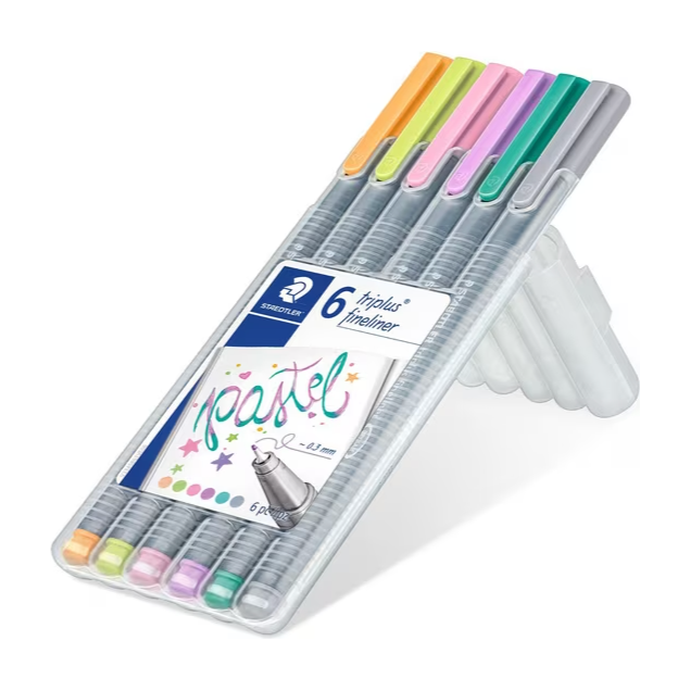 Markers Colouring Staedtler Triplus Fibre Tip Pastel Assorted Wallet/6