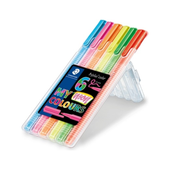 Markers Colouring Staedtler Triplus Fibre Tip Neon Assorted Wallet/6