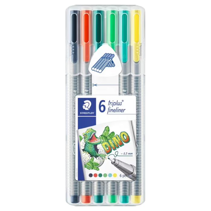 Staedtler Triplus 0.3mm Fineliner 334 Dino 6 Pack