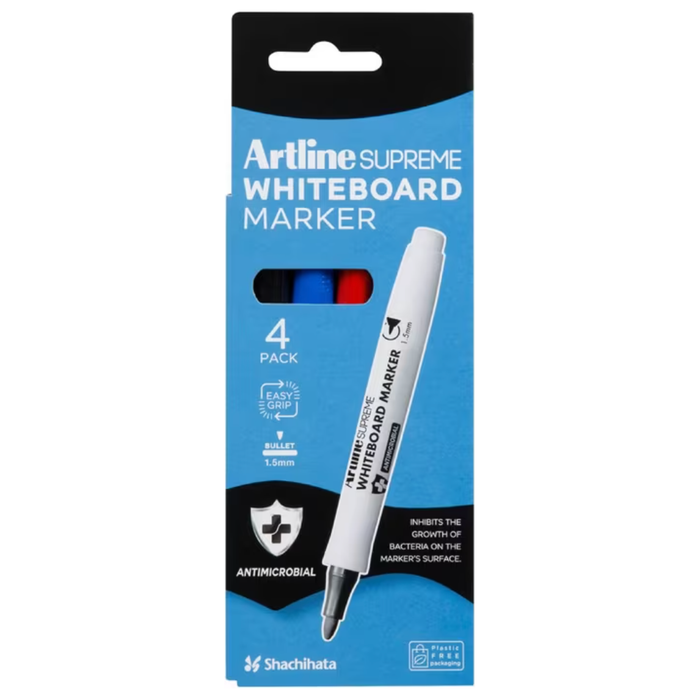 Artline Supreme Whiteboard Markers Bullet Assorted 4 Pack