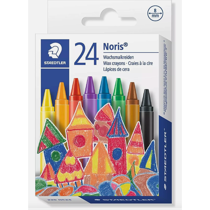 STAEDTLER NORIS CLUB WAX CRAYONS - BOX OF 24 ASSORTED COLOURS