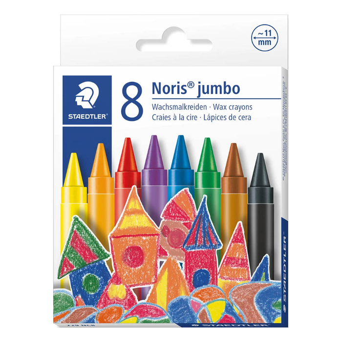 STAEDTLER 229 NORIS JUMBO WAX CRAYONS ASSORTED PACK 8