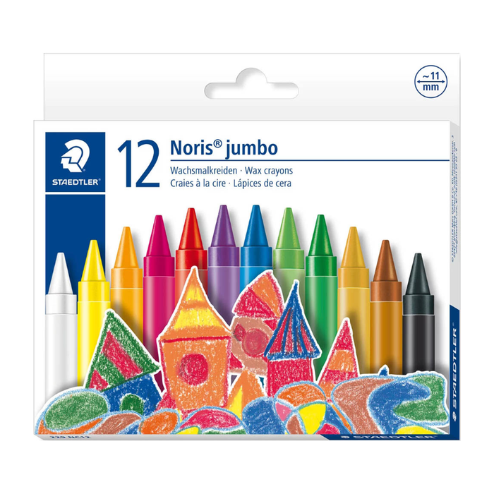 STAEDTLER 229 NORIS JUMBO WAX CRAYONS ASSORTED PACK 12