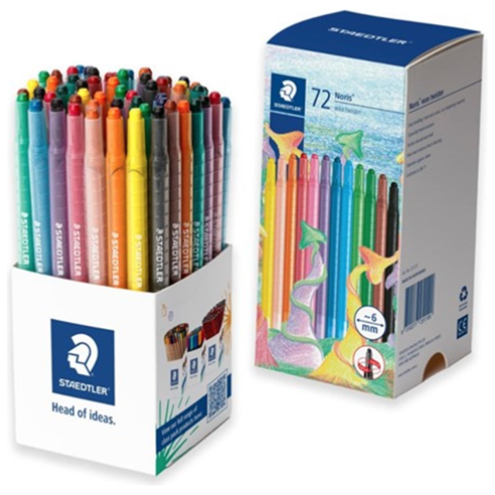 STAEDTLER NORIS TWISTER WAX CRAYONS ASSORTED CUP 72