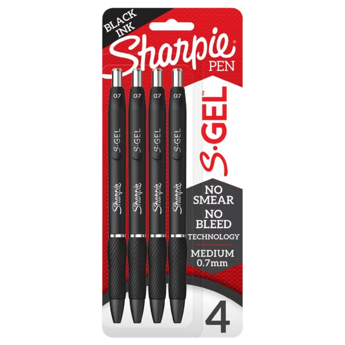 Sharpie Gel 0.7mm Black (4 Pack)