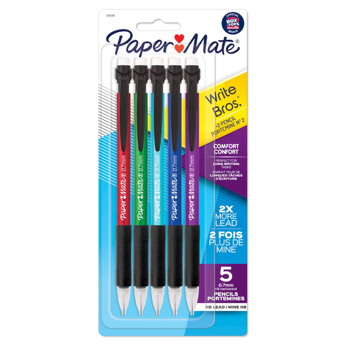 Paper Mate Write Bros Comfort Mechanical Pencils 0.7mm (5 Pack)