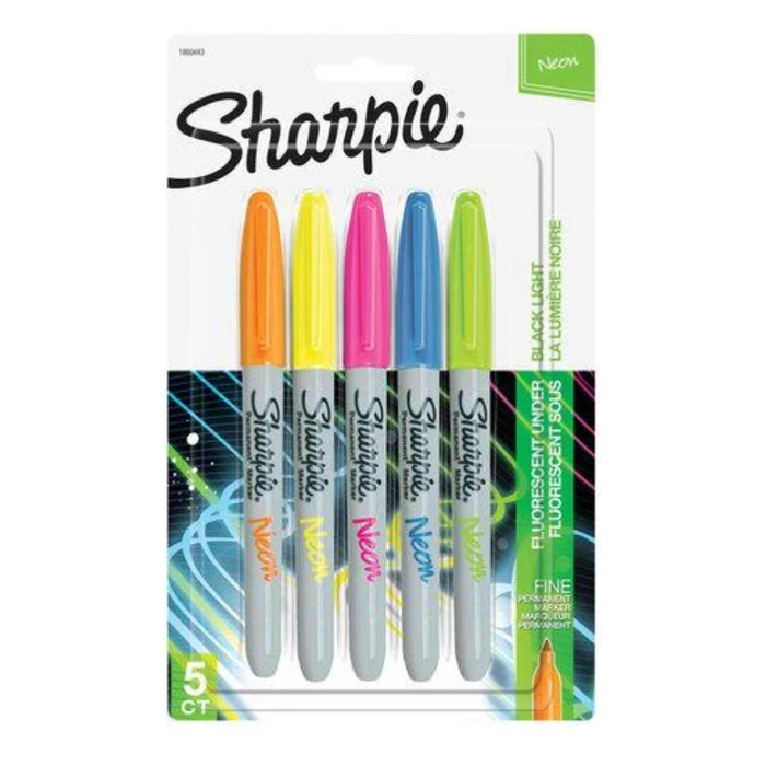 Sharpie Fine Point Neon Permanent Markers (5 Pack)