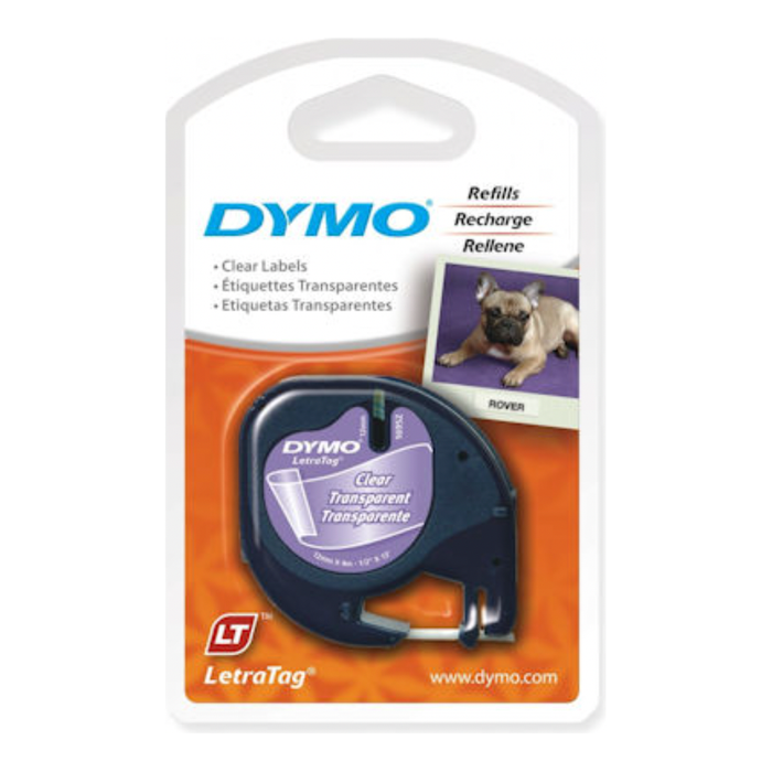 DYMO LetraTag Plastic Label Tape- Black on Clear