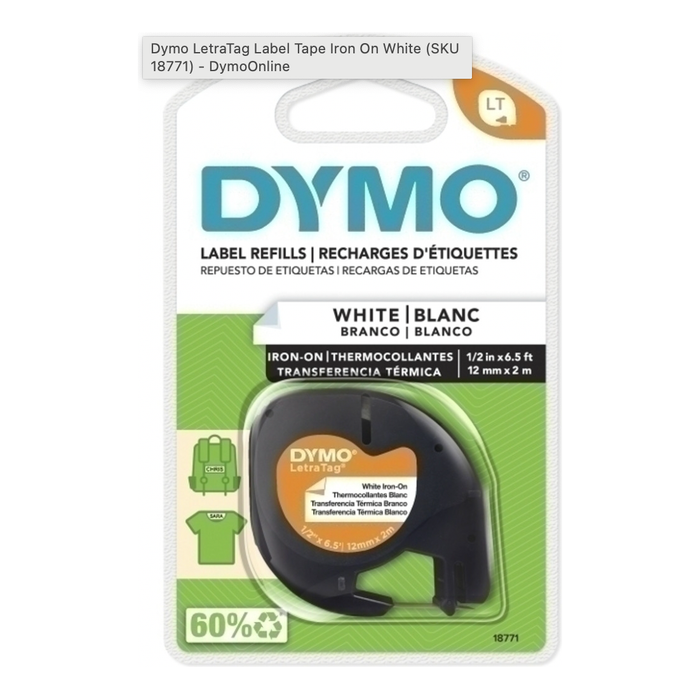 DYMO LetraTag Iron-On Label Tape- White