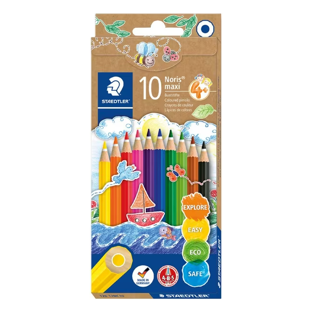 STAEDTLER NORIS CLUB MAXI LEARNER COLOURED PENCILS ASSORTED PACK 10