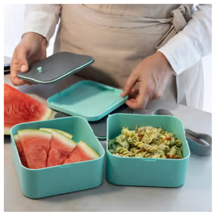 Cuisena RPET Square Bento Box 2 Layer - Aqua