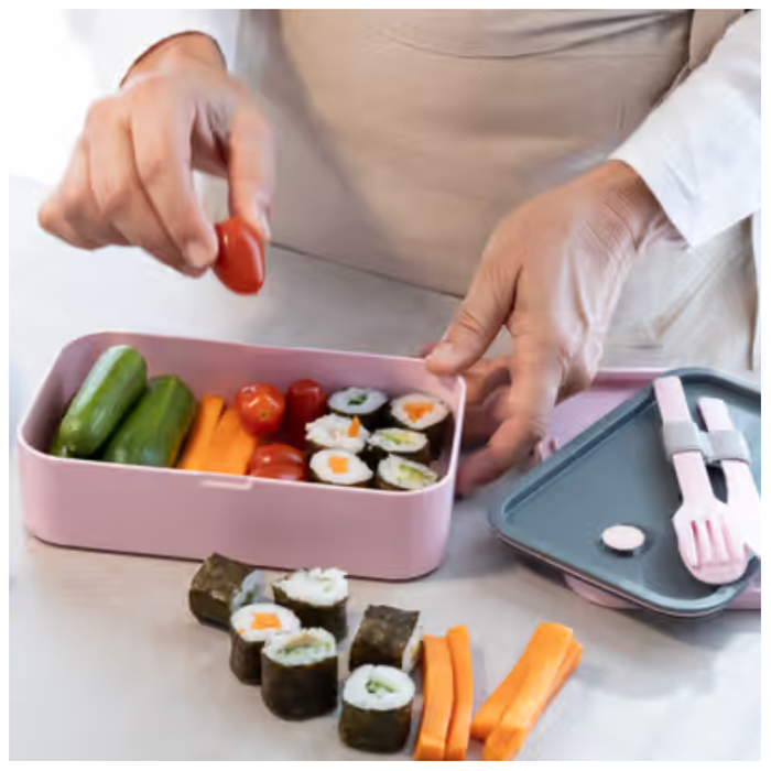 Cuisena RPET Rectangular Bento with Cutlery - Pink