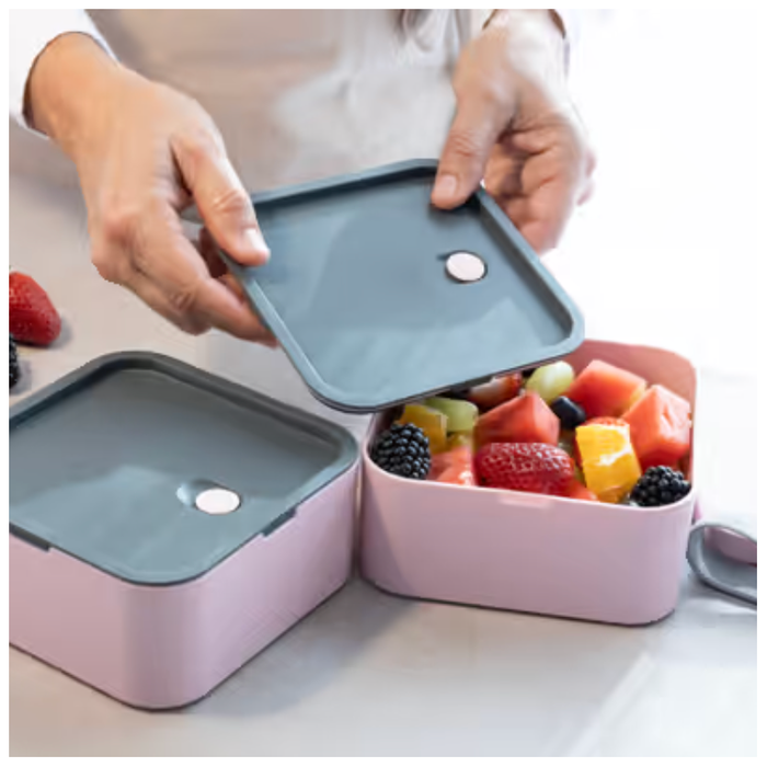 Cuisena RPET Square Bento Box 2 Layer - Pink