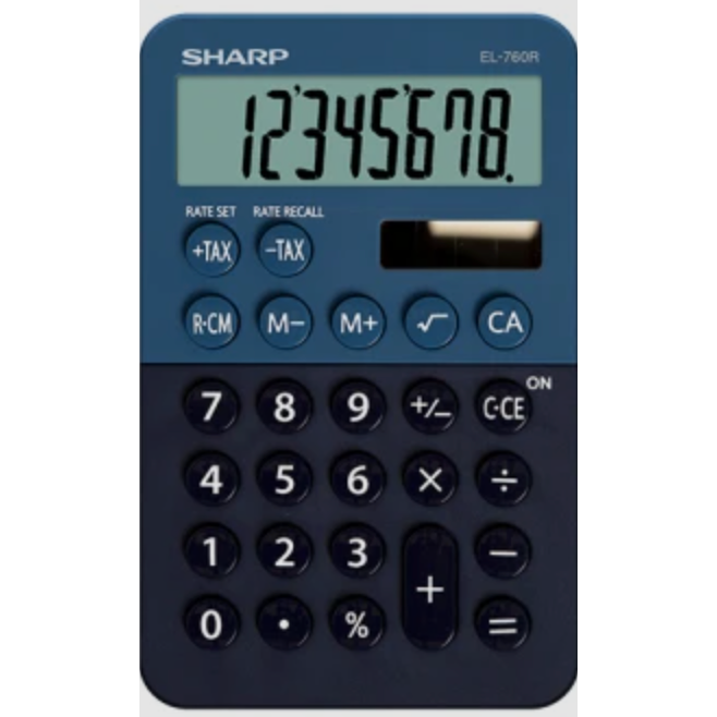 Sharp 8 Digit Handheld Calculator EL-760RBBL