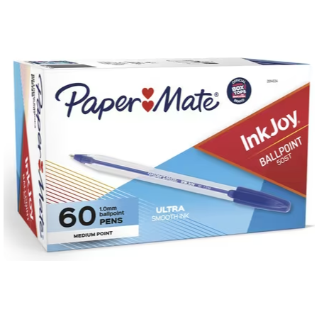 Paper Mate Inkjoy 1.0mm Ballpoint Pens Blue (Individual or 60 Pack)