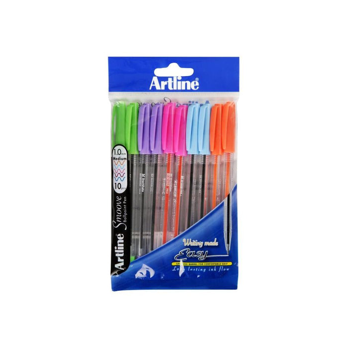 Artline Smoove Ballpoint Pens Bright 10 Pack