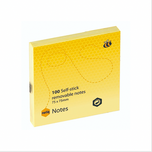 Marbig Sticky Notes 75x75mm Yellow